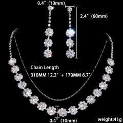 Fashion Silver Rhinestone Necklace Earring Jewelry Set 1402-6446