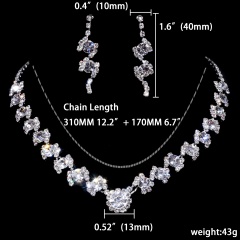 Fashion Silver Rhinestone Necklace Earring Jewelry Set 1402-6448