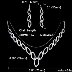 Fashion Silver Rhinestone Necklace Earring Jewelry Set 1402-6450