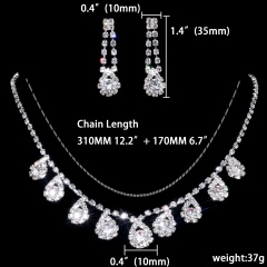 Fashion Silver Rhinestone Necklace Earring Jewelry Set 1402-6451