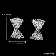 Silver Cut Heart Shape Rhinestone Stud Earring Jewelry 121-6148