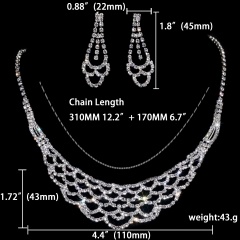 Fashion Silver Rhinestone Neckalce Earring Jewelry Set Wholesale 1402-6501