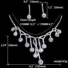 Wedding Jewelry Set Fashion Bride Rhinestone Necklace Earring Jewelry Set Wholesale 1402-6515
