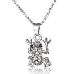 Fashion Heart Crystal Zircon Pendant Necklace Women Jewelry Frog