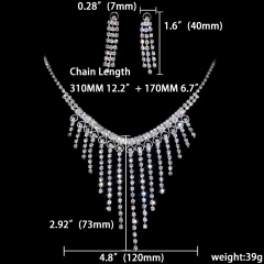 Fashion Silver Rhinestone Necklace Earring Set Ready In Stock 1402-6539