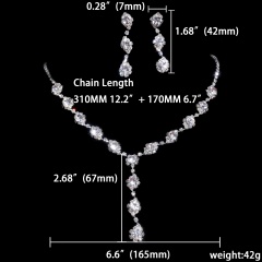 Fashion Silver Rhinestone Necklace Earring Set Ready In Stock 1402-6542