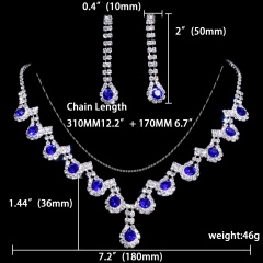 Fashion Silver Rhinestone Necklace Earring Set Ready In Stock 1402-6546
