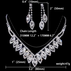 Statement Silver Gemstone Jewelry Set Necklace with Earring Set 1402-6567