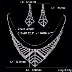 Silver Wedding Jewelry Set Big Necklace Earring Set Wholesale 1402-6621
