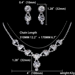 Silver Wedding Jewelry Set Big Necklace Earring Set Wholesale 1402-6622