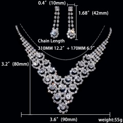 Silver Wedding Jewelry Set Big Necklace Earring Set Wholesale 1402-6623