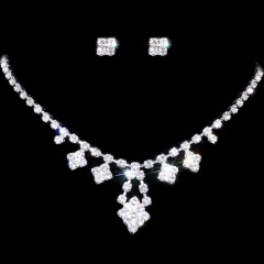 Fashion Elegant Wedding Jewelry Rhinestone Necklace With Earring For Bride Jewelry Gemstone Jewelry Set wedding jewelry