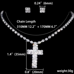 Wedding Rhinestone Silver Necklace Earring Jewelry Set 1002-6098