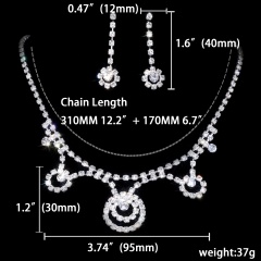 Wedding Rhinestone Silver Necklace Earring Jewelry Set 1002-6198