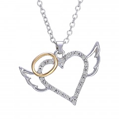 Fashion Silver Hollow Heart Crystal Pendant Necklace Chain Charm Jewelry Gifts Heart 4