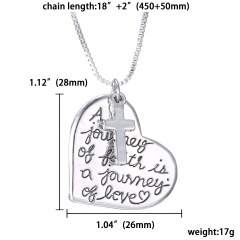 Fashion Silver Pendant Family Necklace Charm Chain Jewelry Gifts Heart Cross