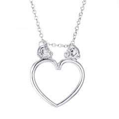 Fashion Silver Monkey Elephant Heart Pendant Necklace Chain Charm Jewelry Gifts Hollow Monkey Heart