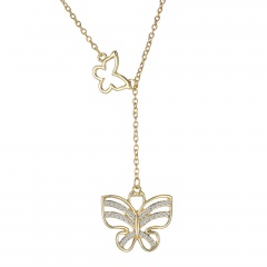 Fashion Long Chain Crystal Butterfly Necklace Charm Pendant Jewelry Gifts Gold