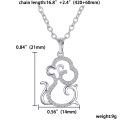 Fashion Women Necklace Animal Monkey Cute Crystal Pendant Choker Chain Jewellery Monkey Body