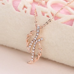 Fashion Gold Silver Animal Pendant Crystal Necklace Chain Charm Choker Jewelry Rose Gold Leaf