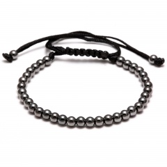4mm Copper Beads Handmake Braided Adjustable Bracelets Black