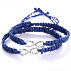 Rinhoo 2pcs/pair Handmade Rope Chain Bracelet Fashion Jewelry For women men wristbands Bangle mix colors Adjustable Couple Bracelet royal blue*2