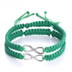 Rinhoo 2pcs/pair Handmade Rope Chain Bracelet Fashion Jewelry For women men wristbands Bangle mix colors Adjustable Couple Bracelet green*2