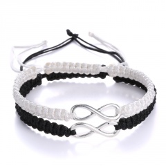 Rinhoo 2pcs/pair Handmade Rope Chain Bracelet Fashion Jewelry For women men wristbands Bangle mix colors Adjustable Couple Bracelet black+white