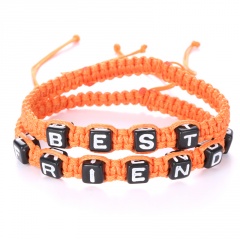 2PCS/Set Couples Handmade Knit Friendship Bracelet Set BEST FRIENDS Orange