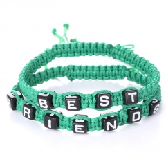 2PCS/Set Couples Handmade Knit Friendship Bracelet Set BEST FRIENDS Green