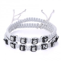 2PCS/Set Couples Handmade Knit Friendship Bracelet Set BEST FRIENDS White