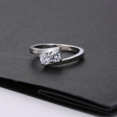 Silver Lovers Crystal Rhinestone Ring Women Wedding Bridal Rings 7