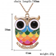 Fashion Crystal Elephant Owl Pendant Necklace Chain Charm Jewelry Colroful Owl