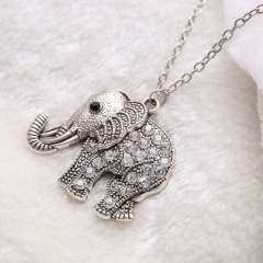 Fashion Crystal Elephant Owl Pendant Necklace Chain Charm Jewelry Silver Elephant