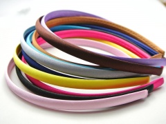 10 Mixed Color Candy Plastic Headband Covered Satin Hair Band 9mm for DIY Craft 10PCS/Lot