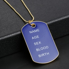 Fashion Personalized Name Letter Number Engraved Pendant Necklace Chain Gifts Blue