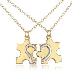 Fashion Couple Heart Gold Necklace Chain Charm Long Jewelry Gold