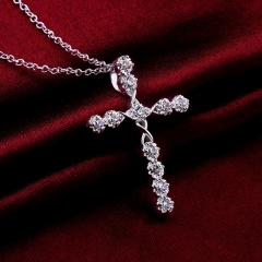 925 Silver Women Crystal Holy Jesus Cross Pendant Necklace Jewelry Cross