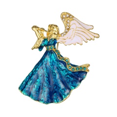 Rinhoo Fashion Rhinestone Crystal Gifts Music Angel Brooch Pin For Women Brooches Jewelry music angel