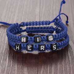2PCS/Set Letters Handmade Couples Bracelets Set Blue