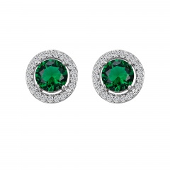 Fashion Silver Plated Earring Green Gemstone Stud Earring Jewelry Green