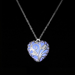 Fashion Magical Fairy Glow in the Dark Pendant Locket Heart Necklace Luminous Purple Glowing