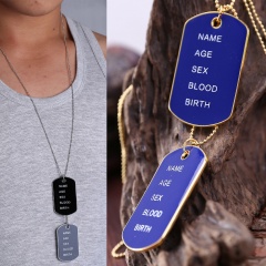 Fashion Double Pendant Necklace Personalized Name Date Engraved Jewelry Blue