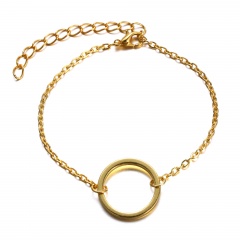 Metal Circle Pendant Fashion Alloy Bracelet(Size: chain length 16+5cm, pendant 2cm) gold