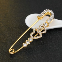 Love Heart Brooch Pin Gold Paper clip Women Jewelry Wedding Accessories Gift Gold