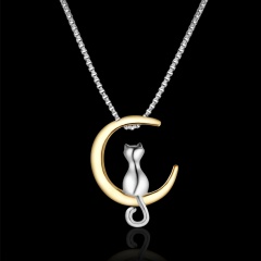 Fashion Cat Moon  Necklace Charm Pet Animal Pendant Womens Jewellery Hot Gold