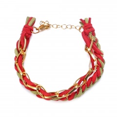 Christmas Style Red Beads Bracelet Festival Jewelry Wholesale Leather