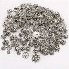 50pcs/Bag Diy Alloy Jewelry Accessories Tibetan Silver Bronze Retro Torus Flower Hat Bead Support Mixed Style And Color 50pcs
