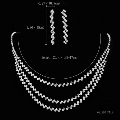 Rhinestone Necklace Earring Jewelry Set 1402-6297