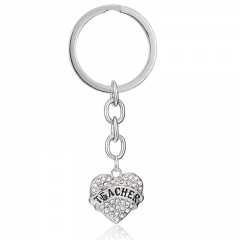 Fashion Silver Heart Rhinestone Keychain Jewelry Wholesale Heart